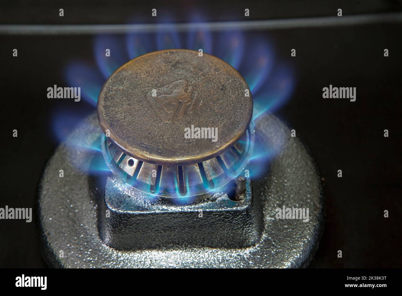 Flame on a gas cooker Stock Photo