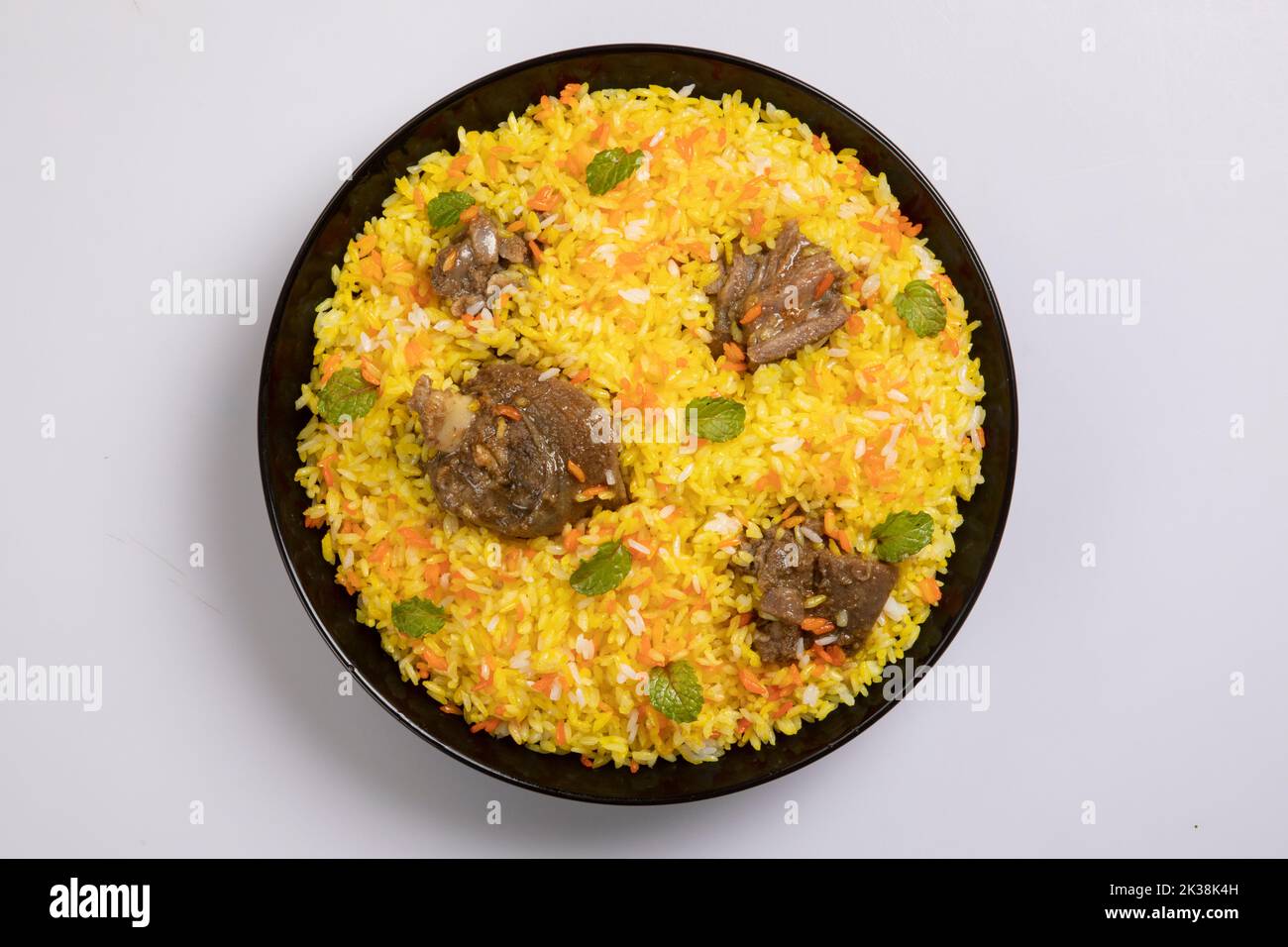 Basmoti Rice Rurchun Biriyani, Basmoti rice biriyani, mutton biriyani, isolated on white ...