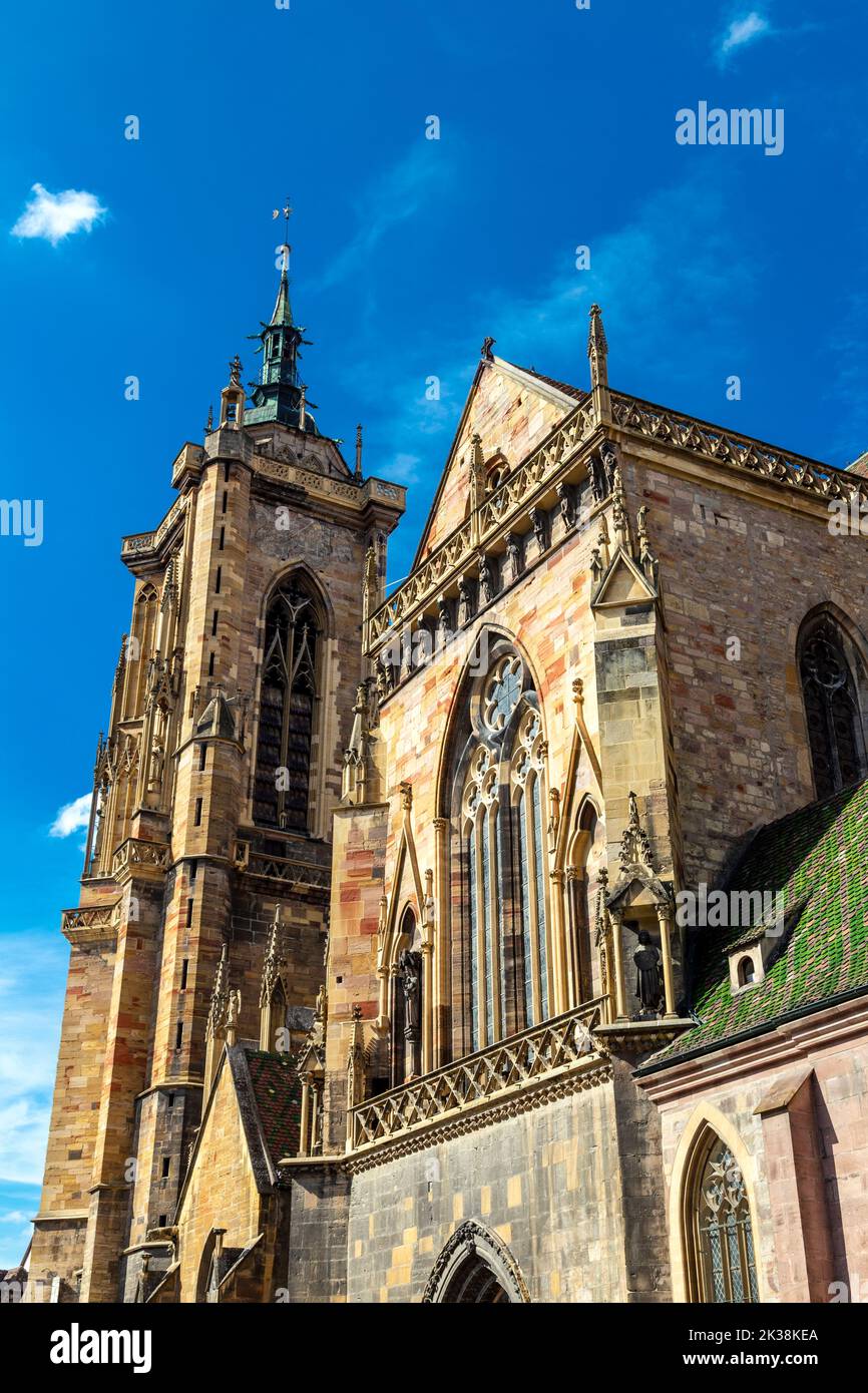 Exterior of St Martin's Church (Collégiale St-Martin) in Colmar, Alsace, France Stock Photo