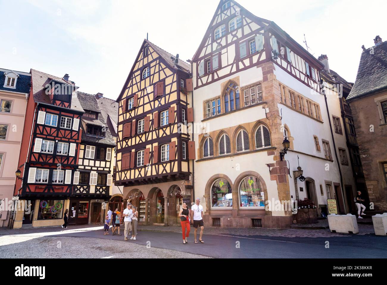 Exterior of the half-timbered 14th century Adolph House, Colmar, Alsace, France Stock Photo