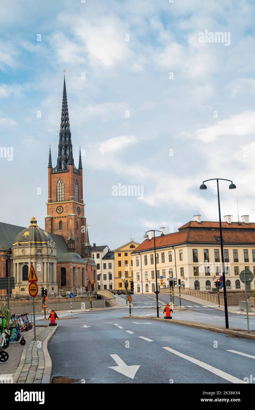 View of the Stockholm Riddarholm Church (Riddarholmskyrkan) an old religious building in the city center Stock Photo