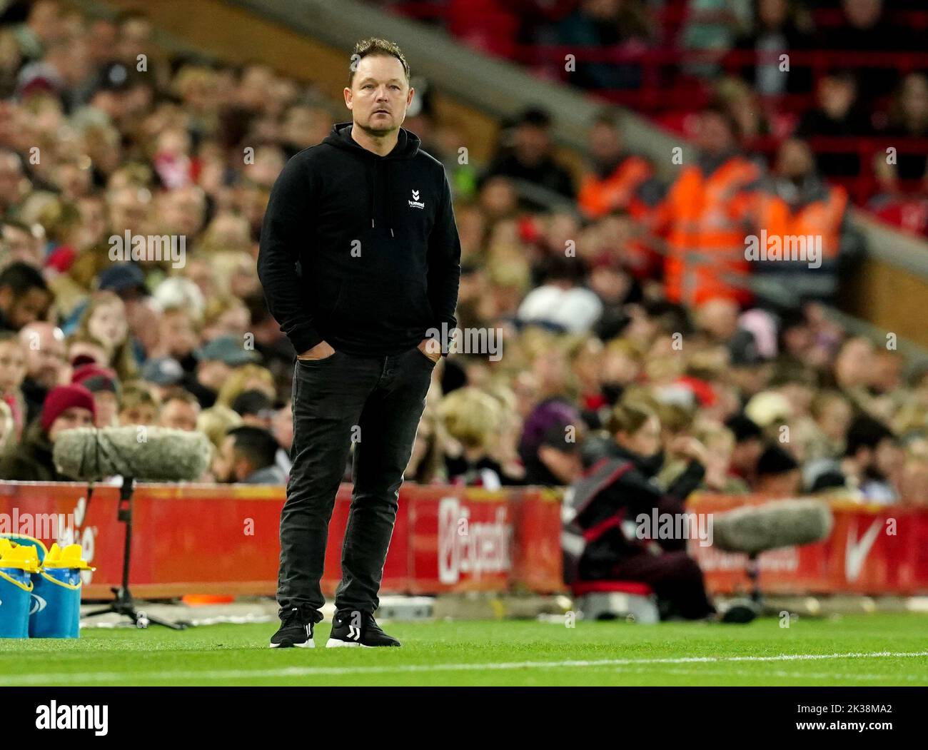 Everton manager Brian Sorensen during the Barclays Women's Super League match at Anfield, Liverpool. Picture date: Saturday September 24, 2022. Stock Photo