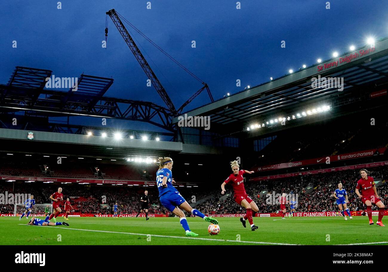 General view of play during the Barclays Women's Super League match at Anfield, Liverpool. Picture date: Saturday September 24, 2022. Stock Photo