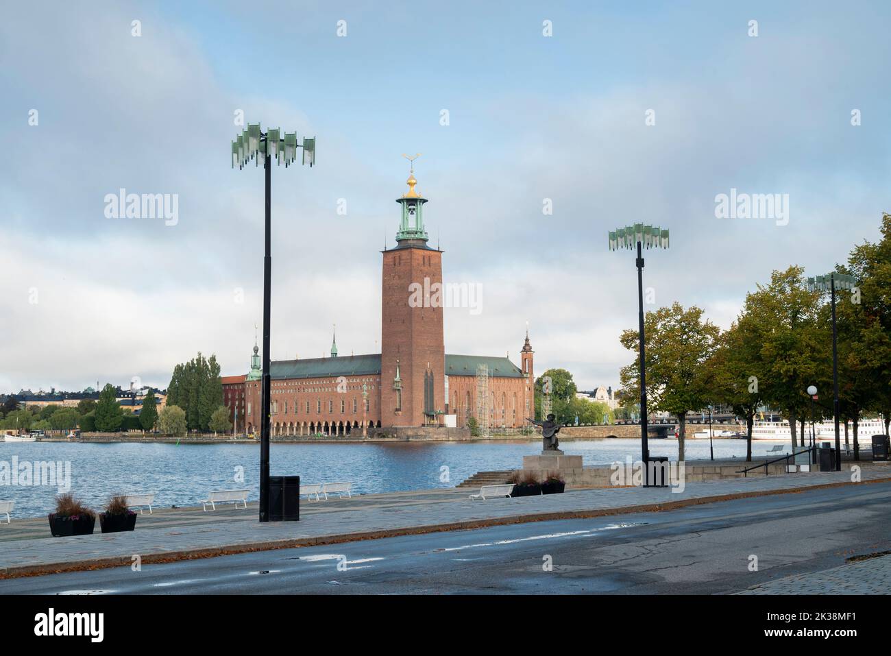 View of Stockholm City Hall Stadshuset, building of Stockholm and Kungsholmen island, Sweden Stock Photo
