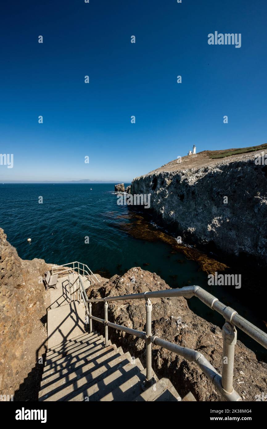 Stairs Down To The Scorpion Boat Dock On Anacapa Island in Channel Islands National Park Stock Photo