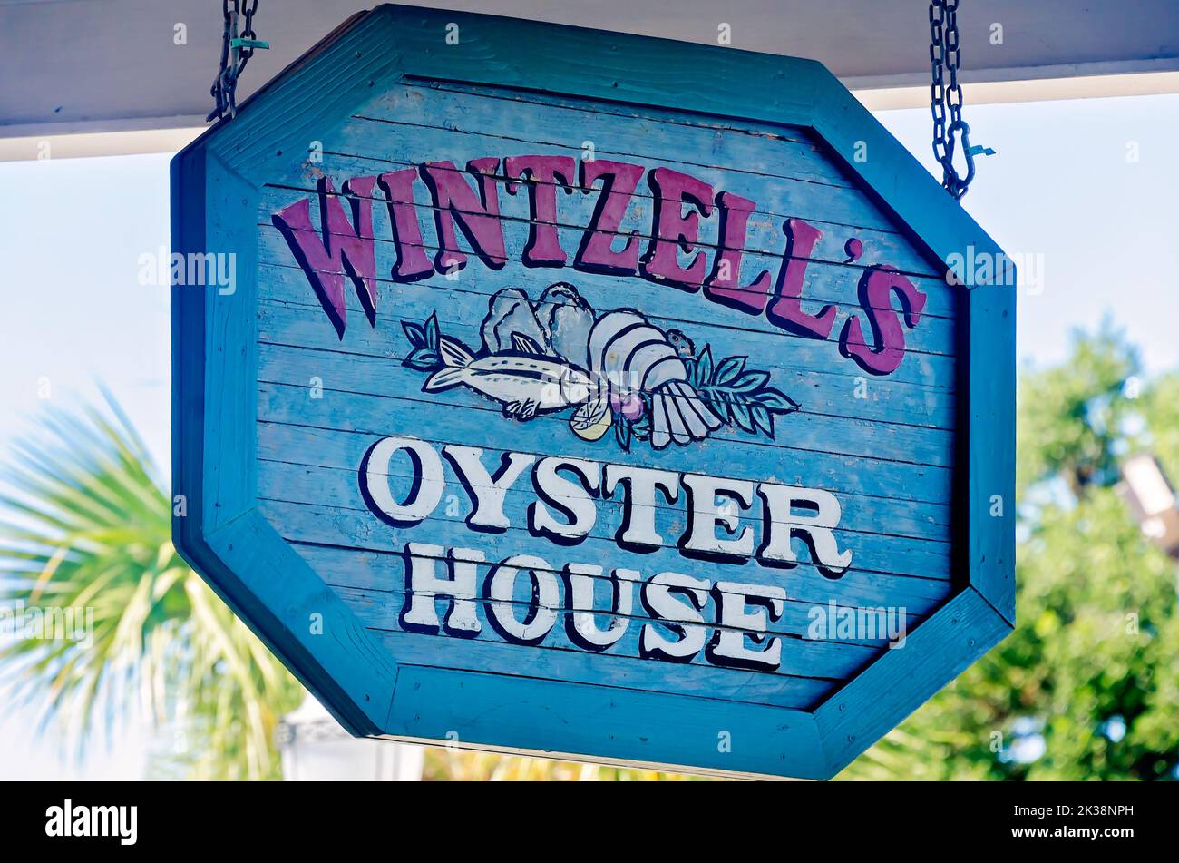 Wintzell’s Oyster House is pictured on Dauphin Street, Sept. 24, 2022, in Mobile, Alabama. Wintzell’s was established in 1938 by J. Oliver Wintzell. Stock Photo