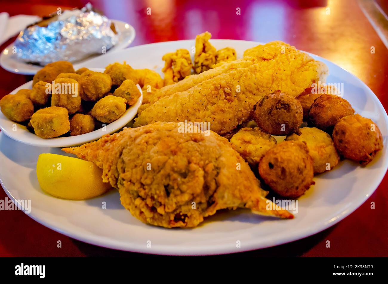 A fried seafood platter is pictured at Wintzell’s Oyster House on