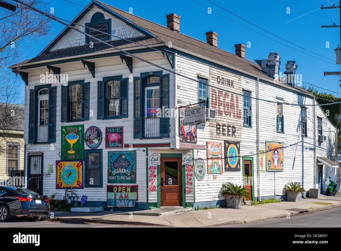 NEW ORLEANS, LA, USA - FEBRUARY 3, 2020 - Full view of popular Elizabeth's Restaurant in the Bywater neighborhood of New Orleans, Louisiana Stock Photo