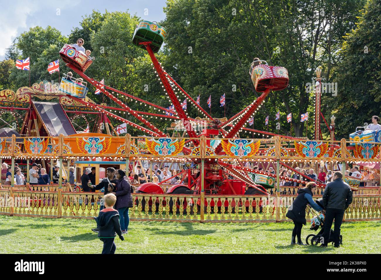 The Octopus ride at Carters Vintage Steam Funfair on its last tour, Basingstoke War Memorial Park, September 24 2022. Hampshire, England Stock Photo