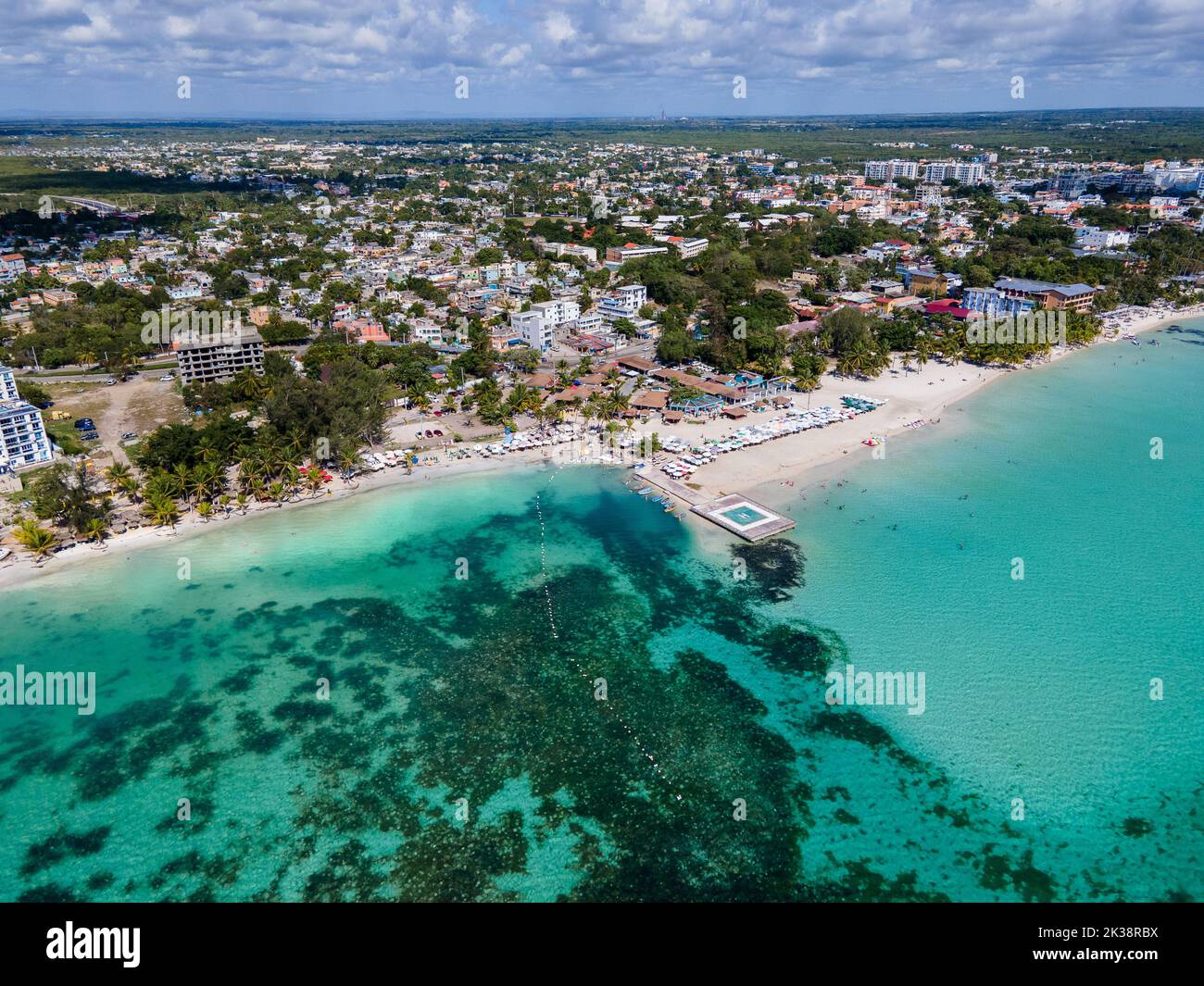 Beautiful aerial view of Dominican Republic Boca Chica Beach in the