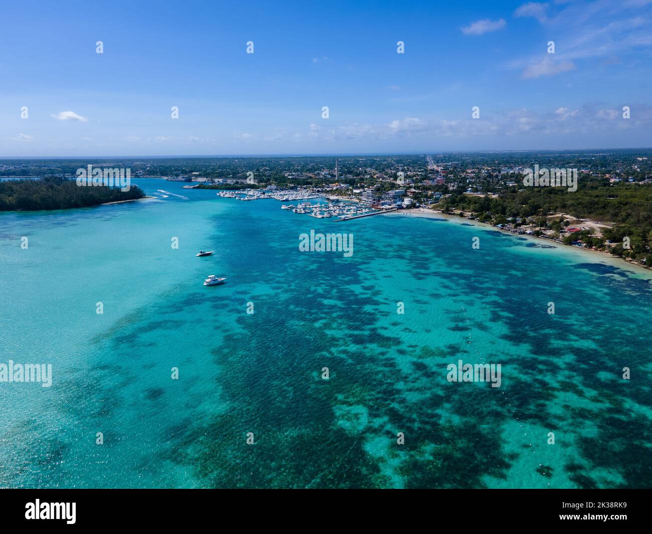 Beautiful aerial view of Dominican Republic Boca Chica Beach in the