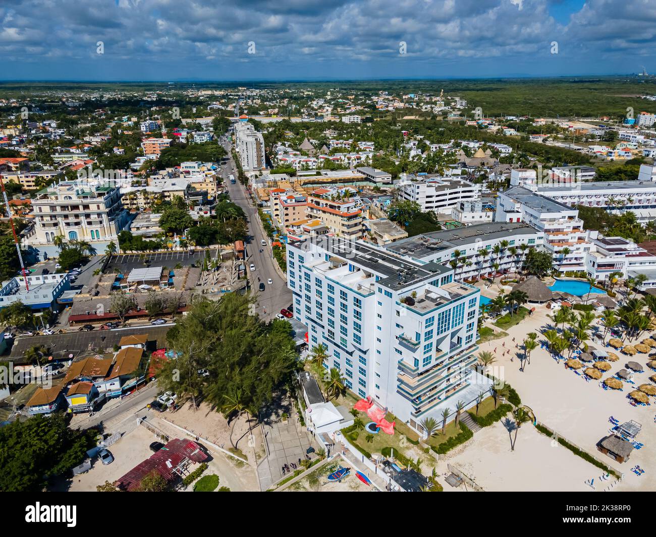 Beautiful aerial view of Dominican Republic Boca Chica Beach in the