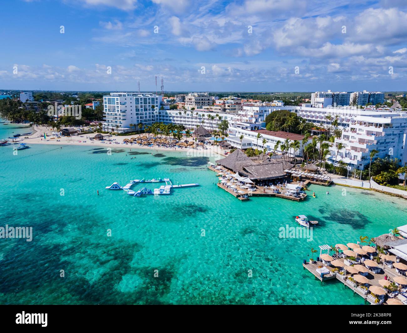 Beautiful aerial view of Dominican Republic Boca Chica Beach in the