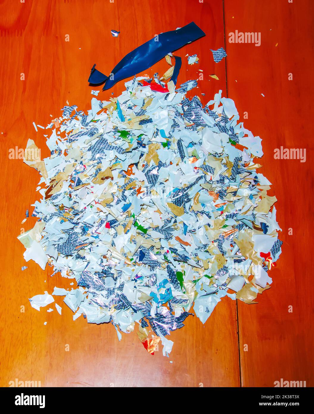 Remains of a biodegradable plastic bag after Self