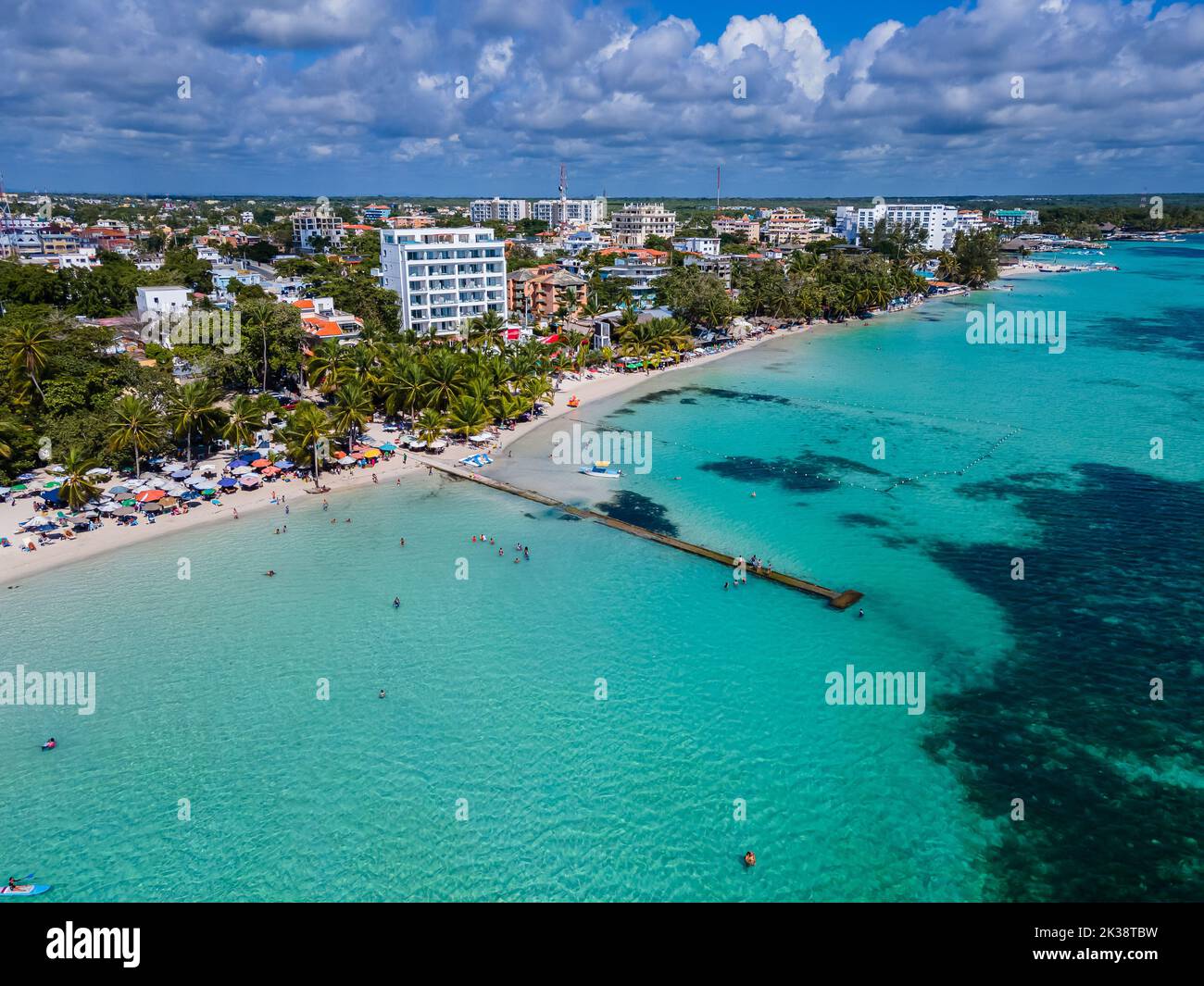 Beautiful aerial view of Dominican Republic Boca Chica Beach in the