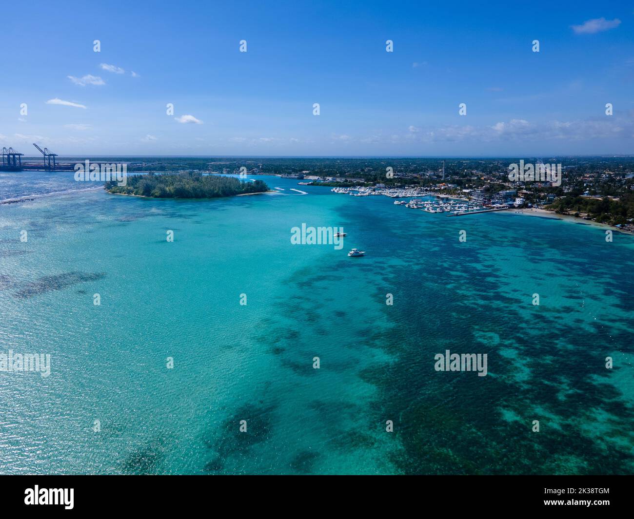 Beautiful aerial view of Dominican Republic Boca Chica Beach in the