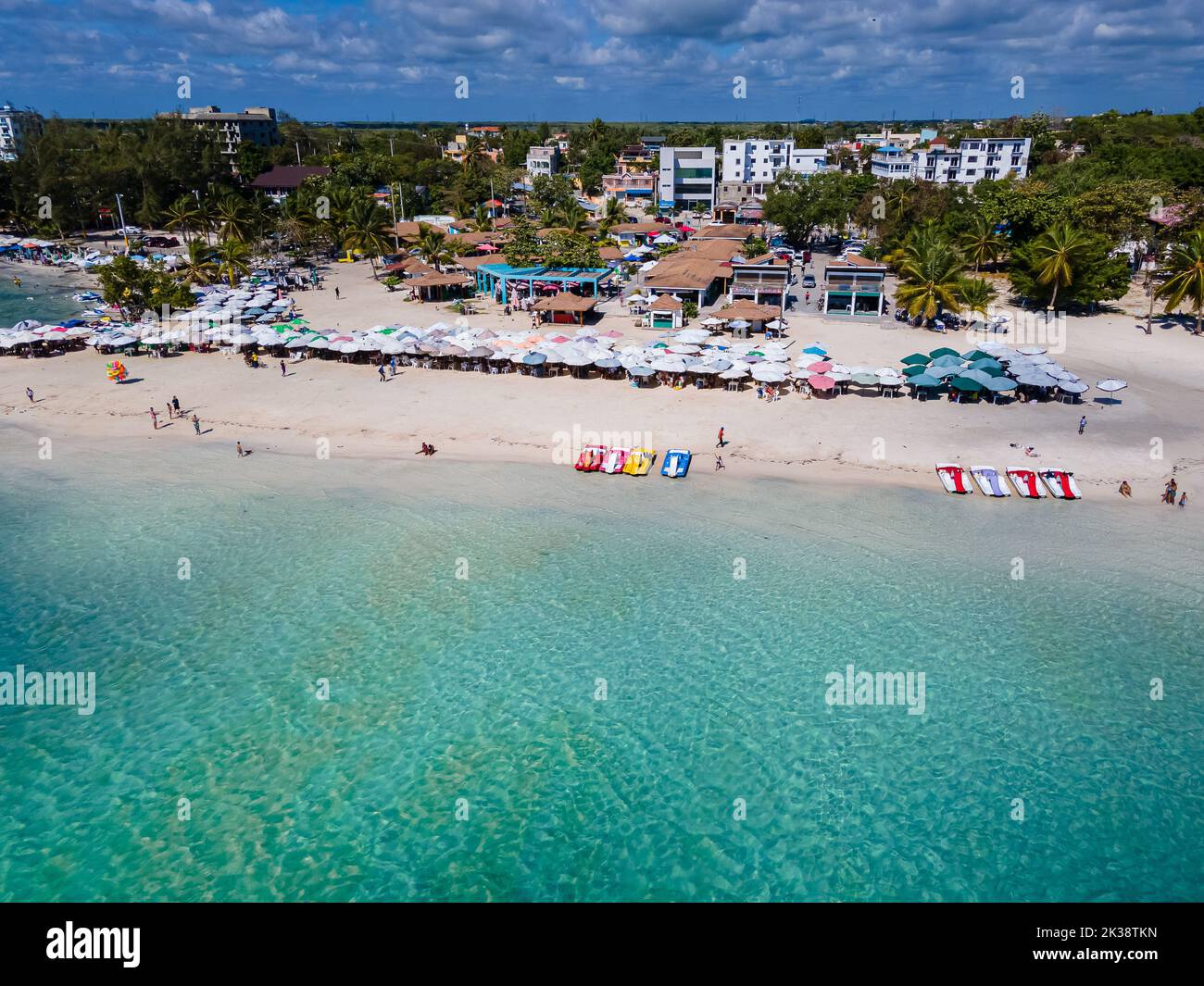 Beautiful aerial view of Dominican Republic Boca Chica Beach in the