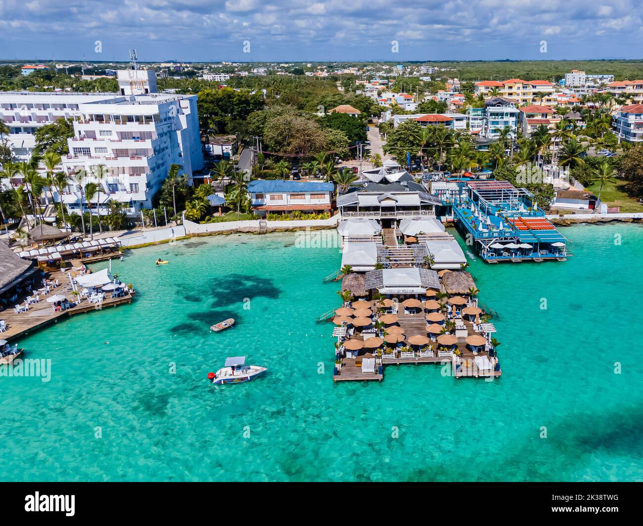 Beautiful aerial view of Dominican Republic Boca Chica Beach in the