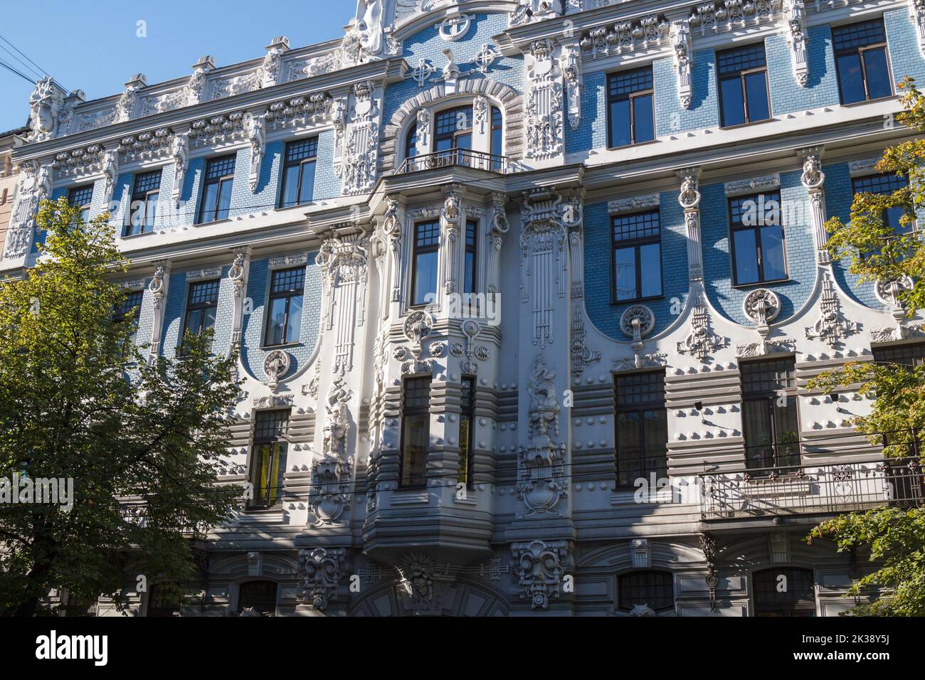 Art Nouveau apartment building, built in 1904 in Riga, Latvia Stock