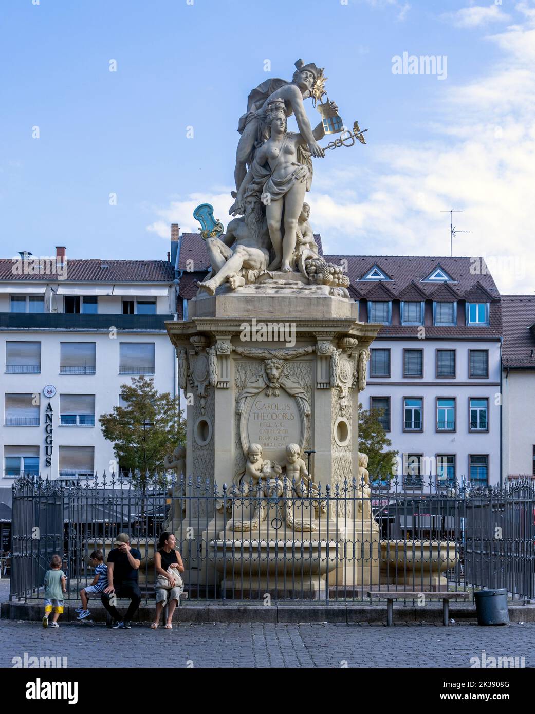 Market Place Fountain, Marktplatzbrunnen, Mannheim, Germany Stock Photo