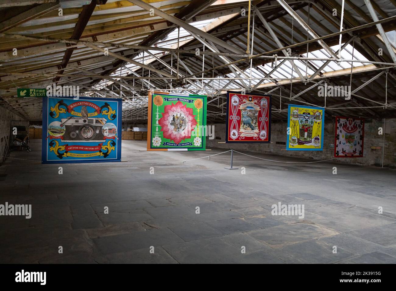 'The Unfurlings'. Banners created by artists Ian Beesley, Martyn Hall