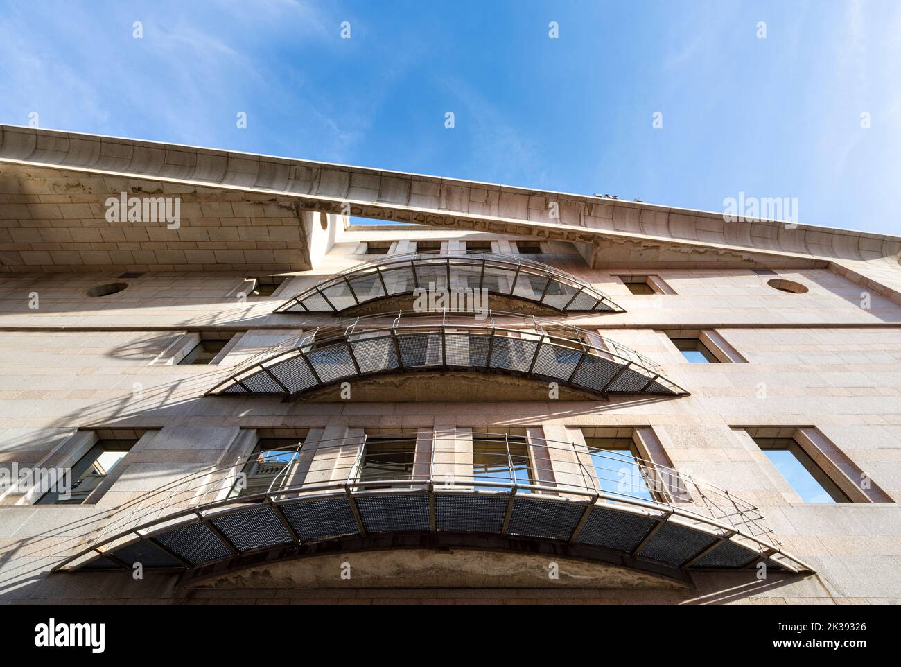 Madrid, Spain, September 2022. exterior view from below of the architecture of the senate building in the city center Stock Photo
