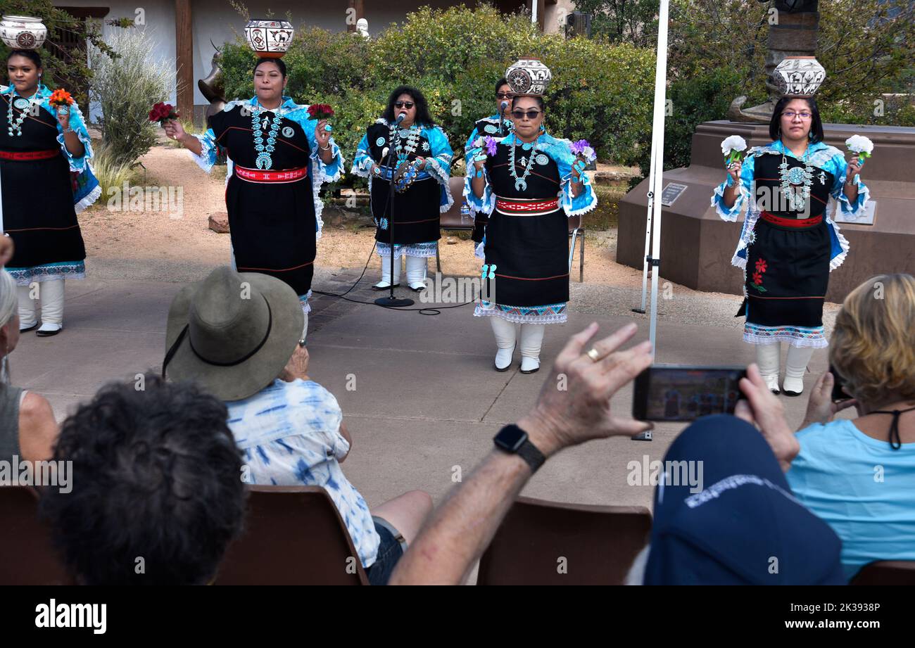 Native American members of the Zuni Olla Maidens from the Zuni Pueblo