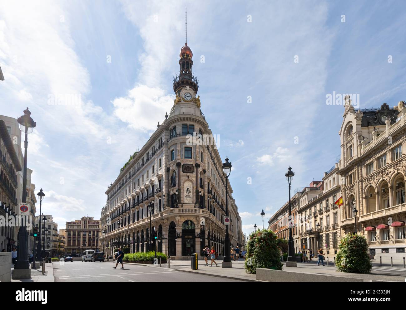Madrid, Spain, September 2022.  panoramic view of the historic building along the Gran Via street in the city center Stock Photo