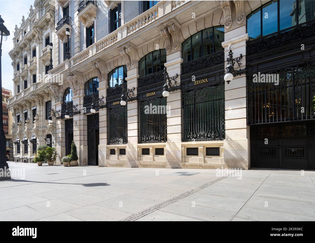 Madrid, Spain, September 2022.  External view of the Zegna brand store in the city center Stock Photo