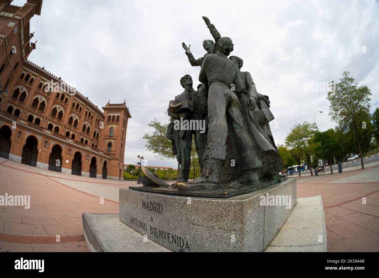 Madrid, Spain, September 2022.  the monument in front of the bullring in the Plaza de Toros Las Ventas in the city center Stock Photo