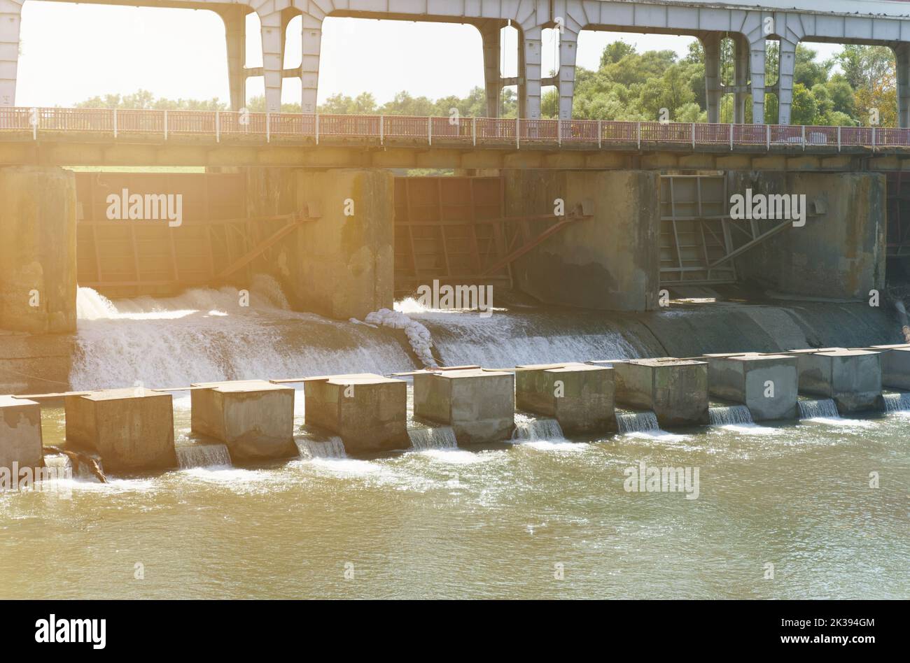 Small local hydroelectric power plant. Electricity. Industrial concept