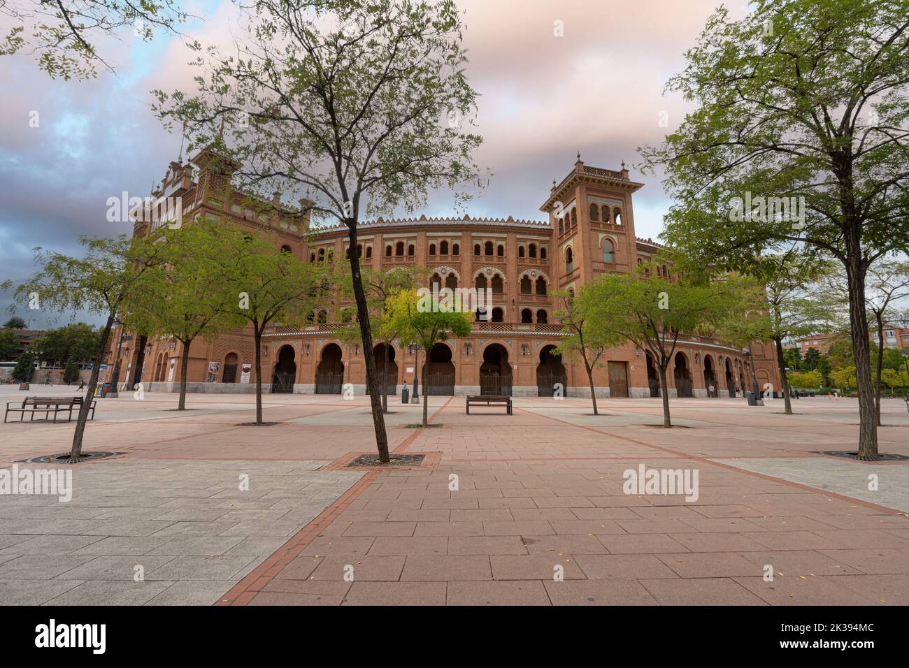Madrid, Spain, September 2022.  External view of the bullring in the Plaza de Toros Las Ventas in the city center Stock Photo