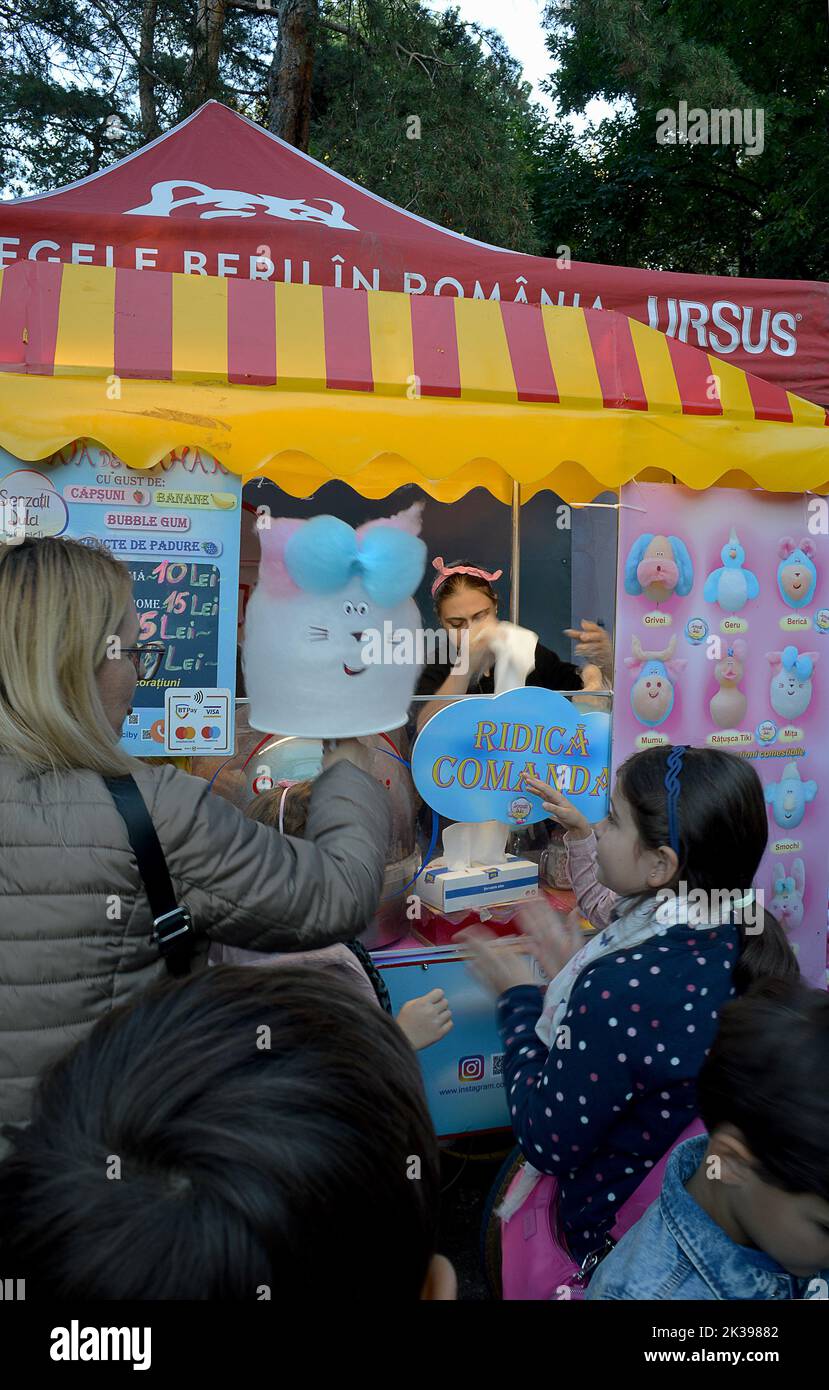 BUCHAREST, ROMANIA - 24 SEPTEMBER 2022: a stall selling animal shaped sweets at Asiafest 2022 in Parcul National Stock Photo
