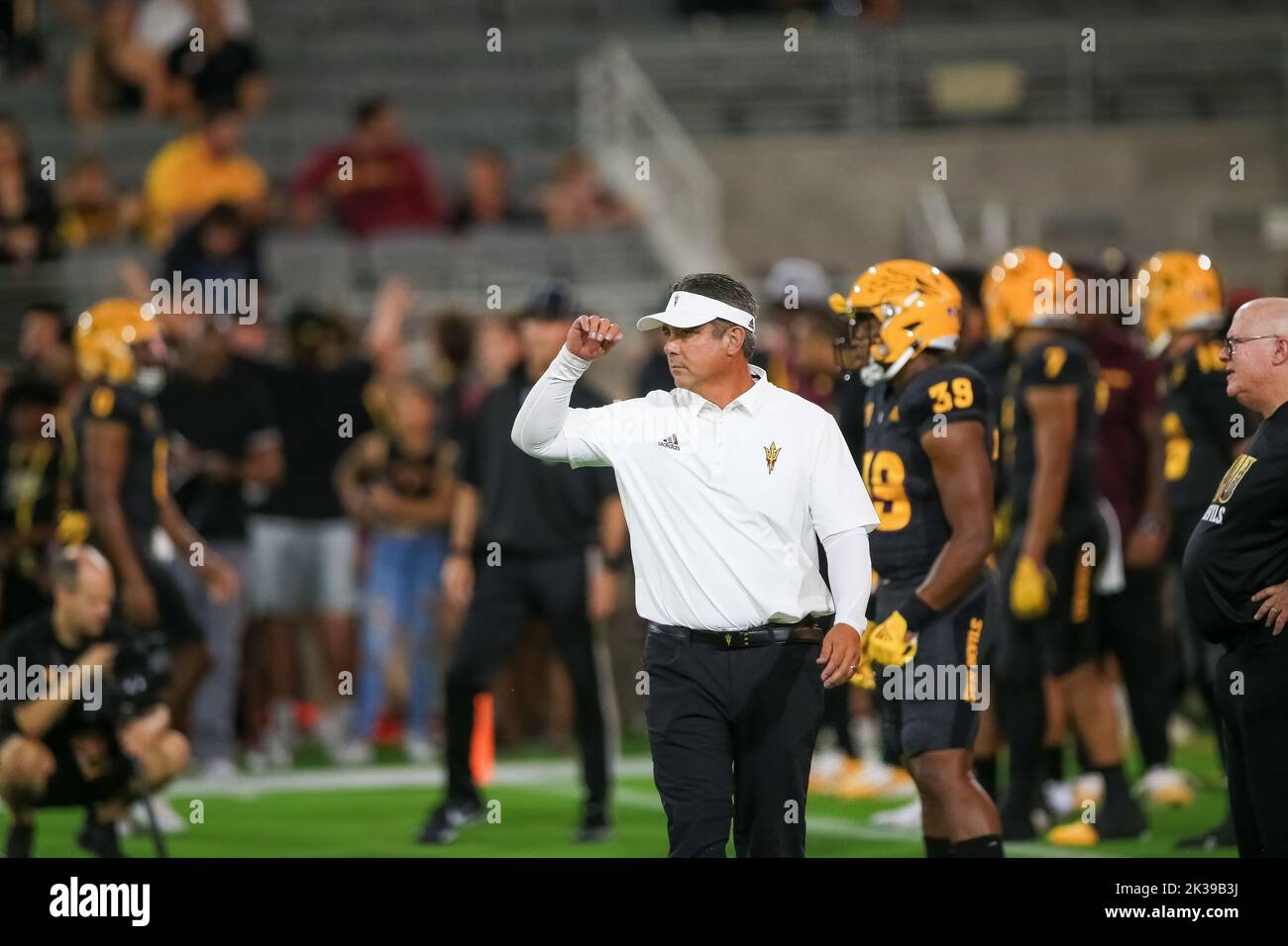 After the firing of head coach, Herm Edwards, ASU looked to make up for last week's surprise loss to Eastern Michigan earning interim head coach Shaun Stock Photo