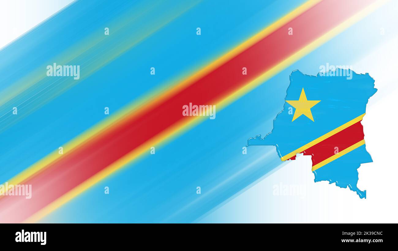 Map of Democratic Republic Congo, flag map, National colors background Stock Photo