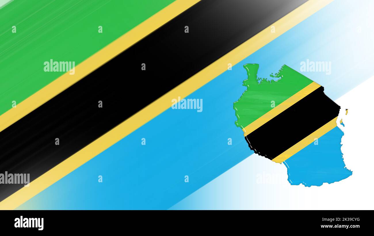 Map of Tanzania, flag map, National colors background Stock Photo - Alamy