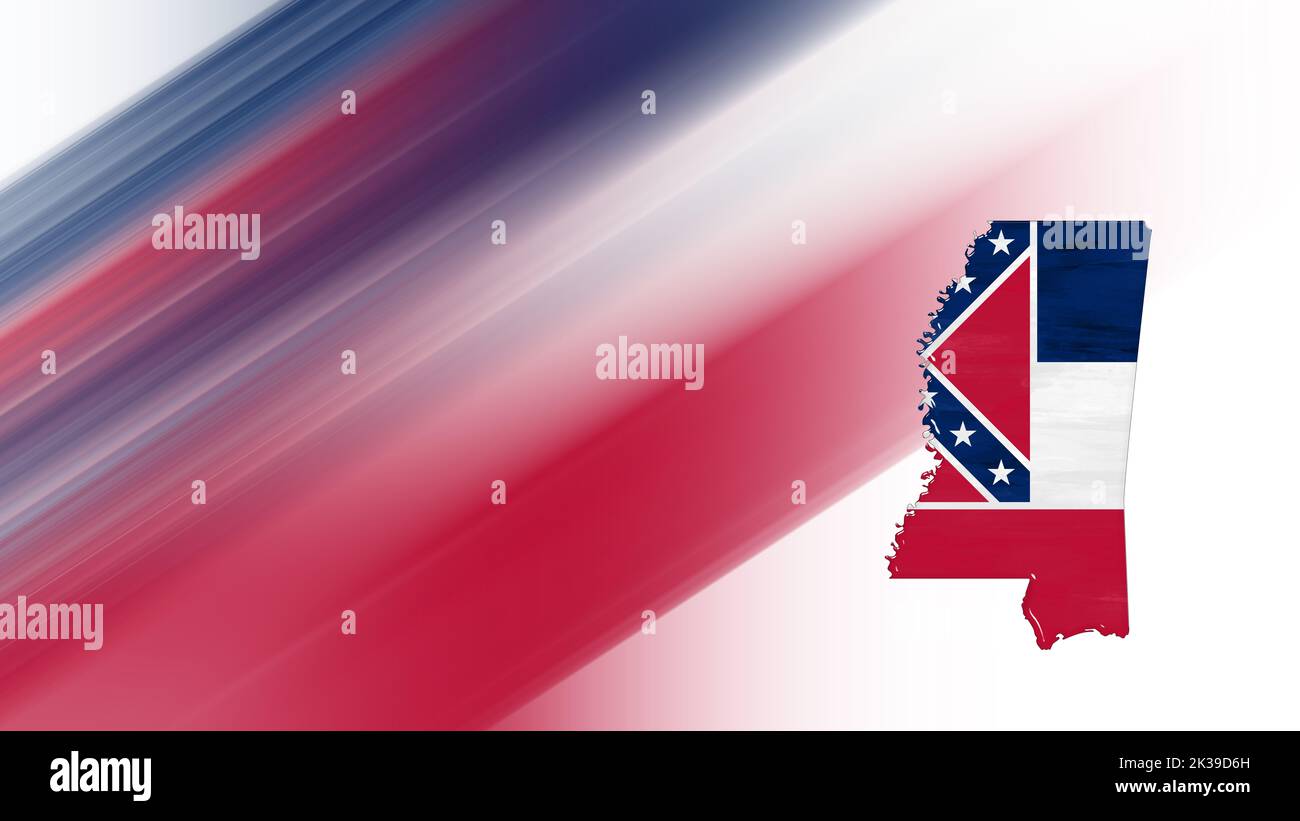 Map of Mississippi, flag map, National colors background Stock Photo