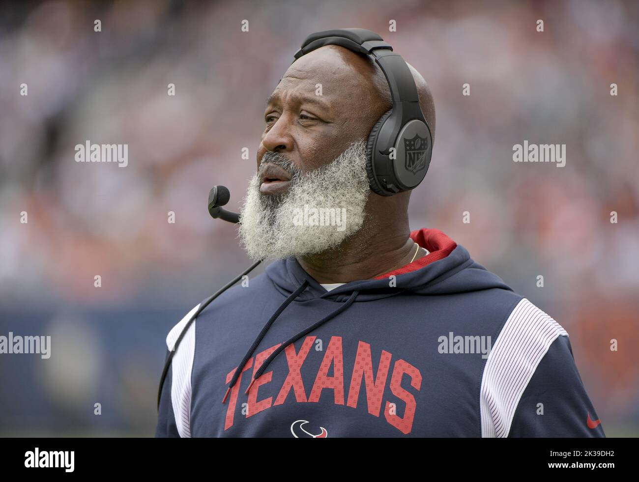 Chicago, United States. 25th Sep, 2022. Houston Texans head coach Lovie Smith on the sidelines during a game against the Chicago Bears at Soldier Field in Chicago on Sunday, September 25, 2022. Photo by Mark Black/UPI Credit: UPI/Alamy Live News Stock Photo