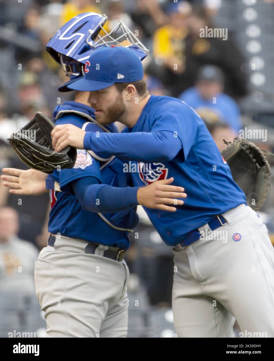 Pittsburgh, United States. 25th Sep, 2022. Chicago Cubs relief pitcher Brandon Hughes (47) celebrates the 8-5 win against the Pittsburgh Pirates at PNC Park on Sunday September 25, 2022 in Pittsburgh. Photo by Archie Carpenter/UPI Credit: UPI/Alamy Live News Stock Photo