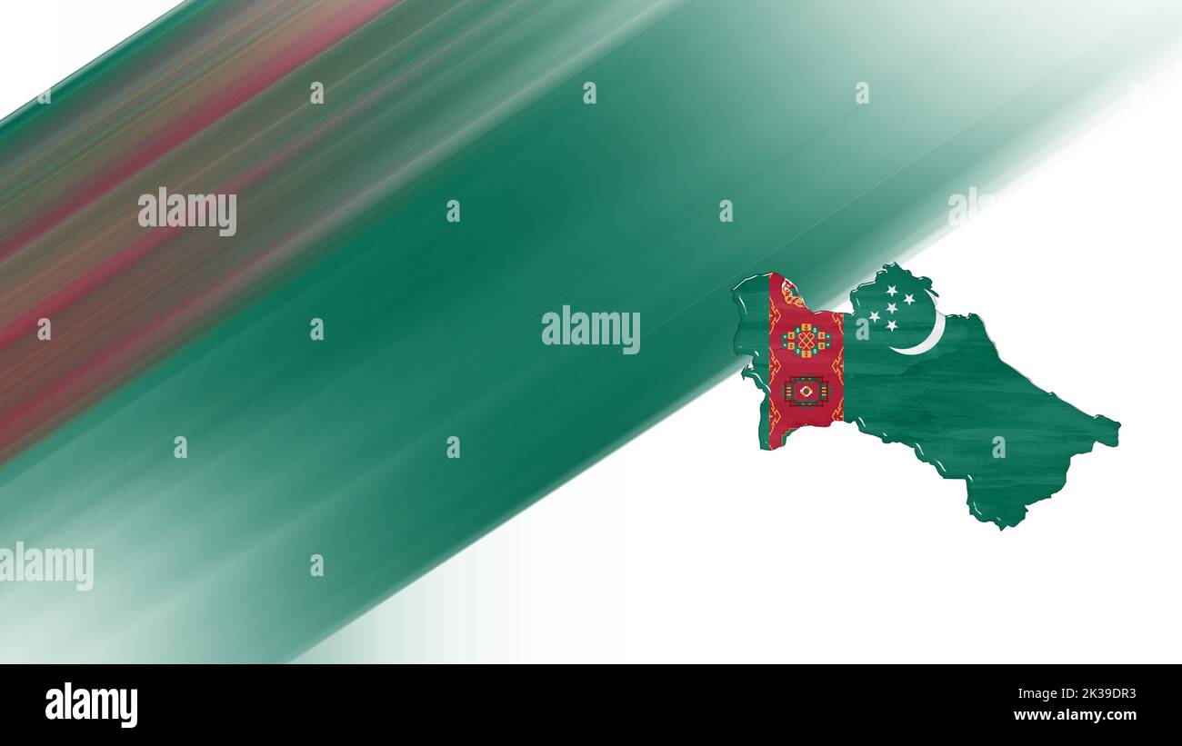 Map of Turkmenistan, flag map, National colors background Stock Photo