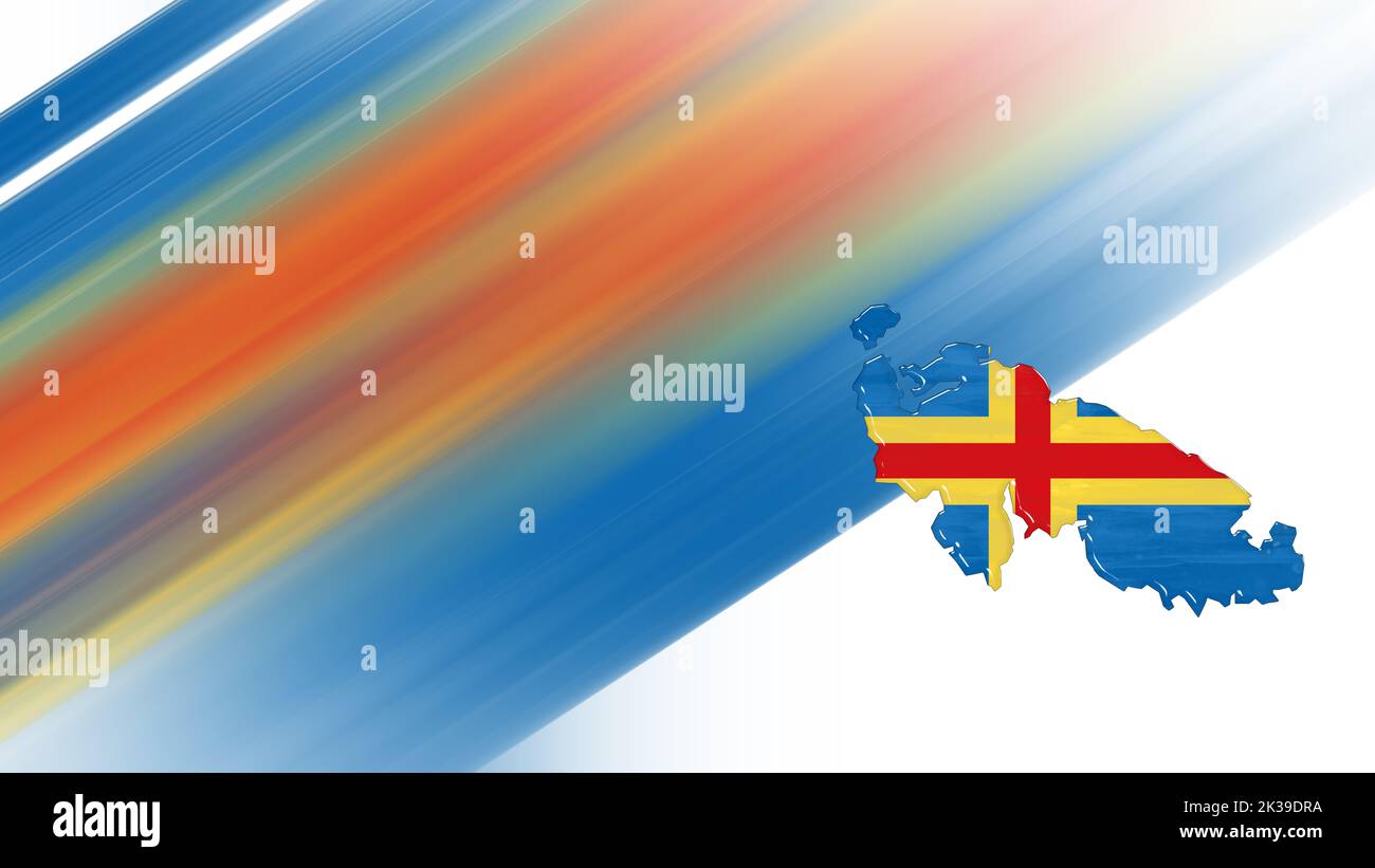 Map of Aland Islands, flag map, National colors background Stock Photo