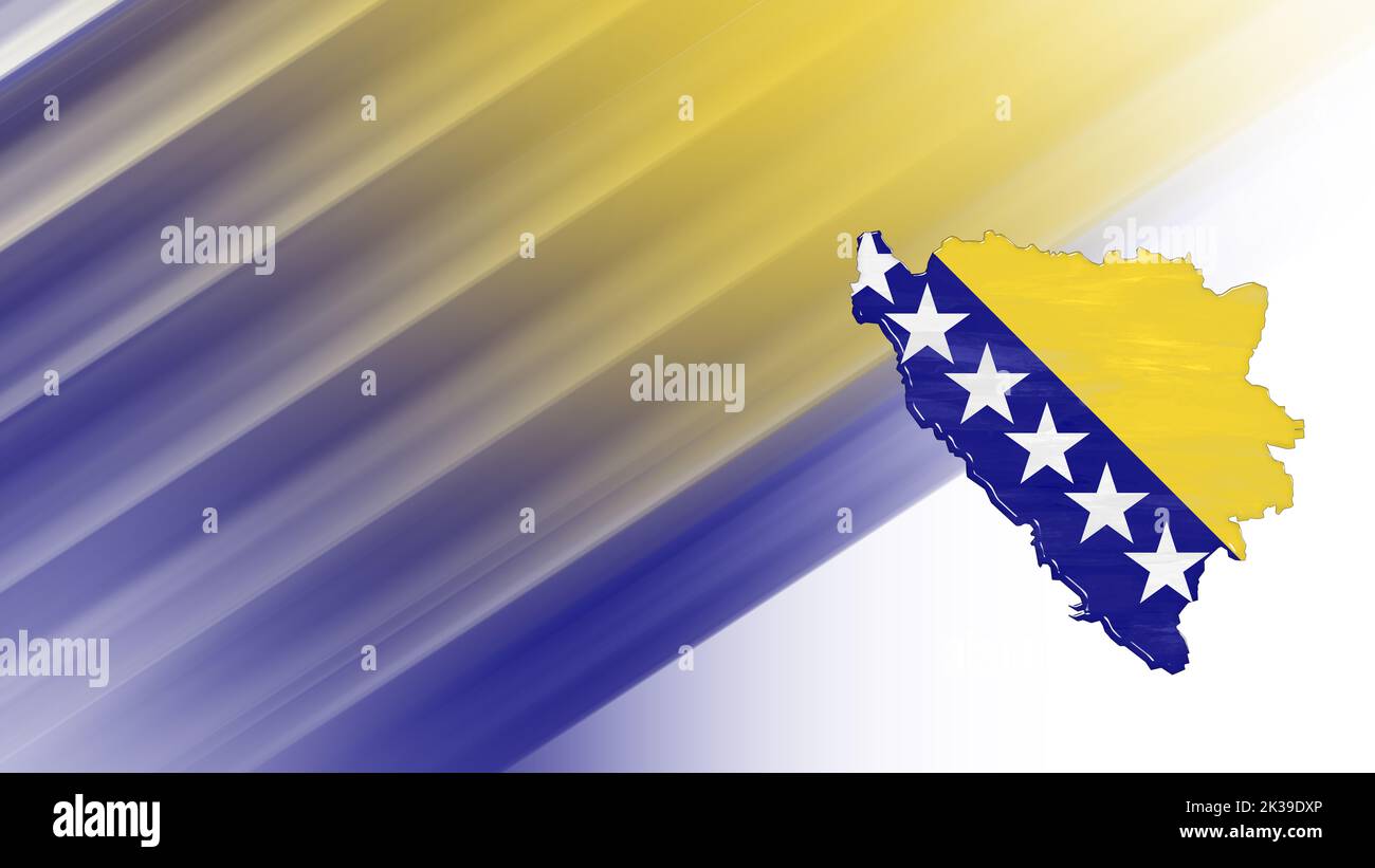 Map of Bosnia and Herzegovina, flag map, National colors background Stock Photo
