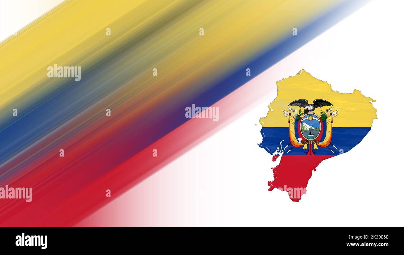 Map of Ecuador, flag map, National colors background Stock Photo