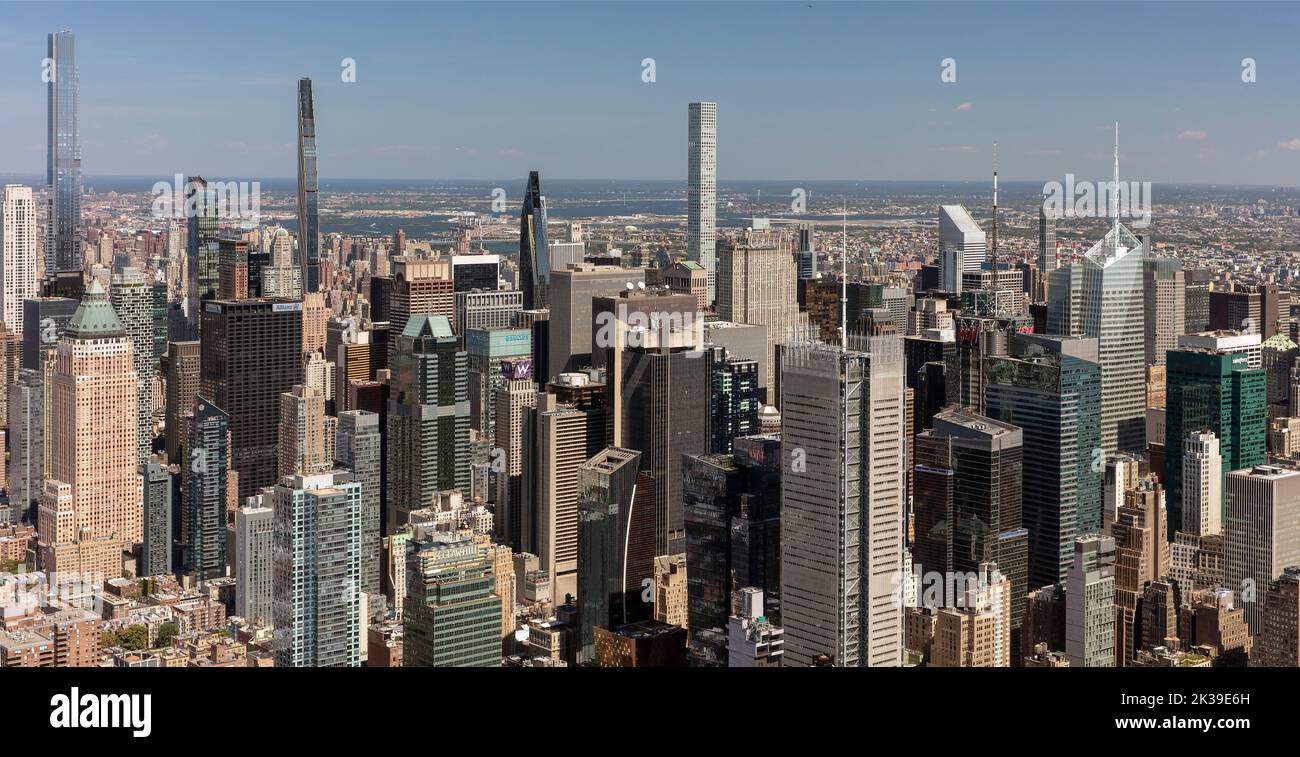 Manhattan seen from the Edge viewing deck at Hudson Yards, NYC, USA Stock Photo