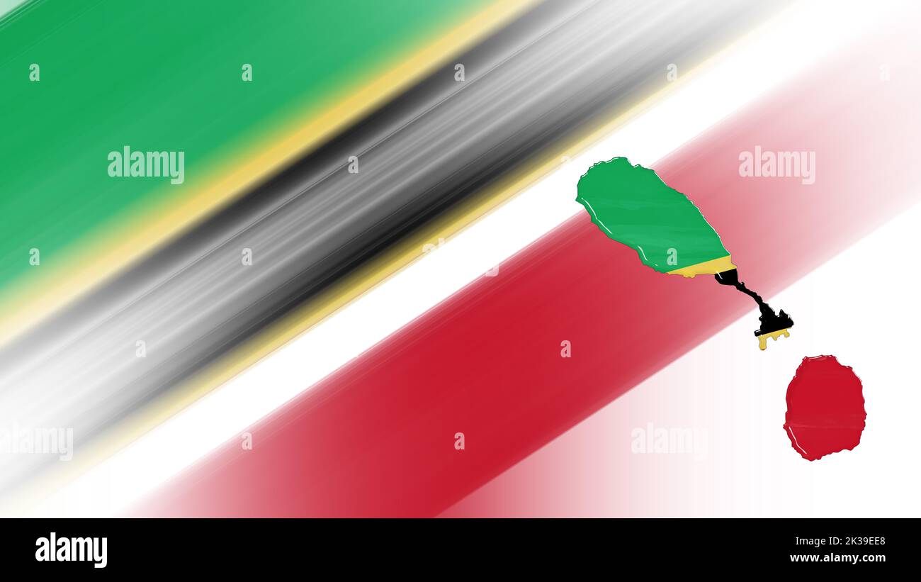 Map of Saint Kitts and Nevis, flag map, National colors background