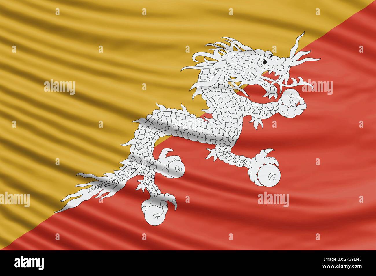 Bhutan Flag Wave Close Up, national flag background Stock Photo - Alamy