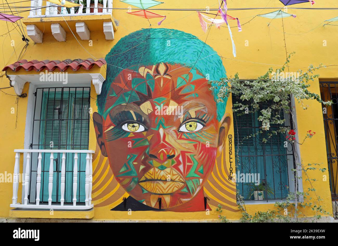 Street art in the Getsemani area of Cartagena Stock Photo