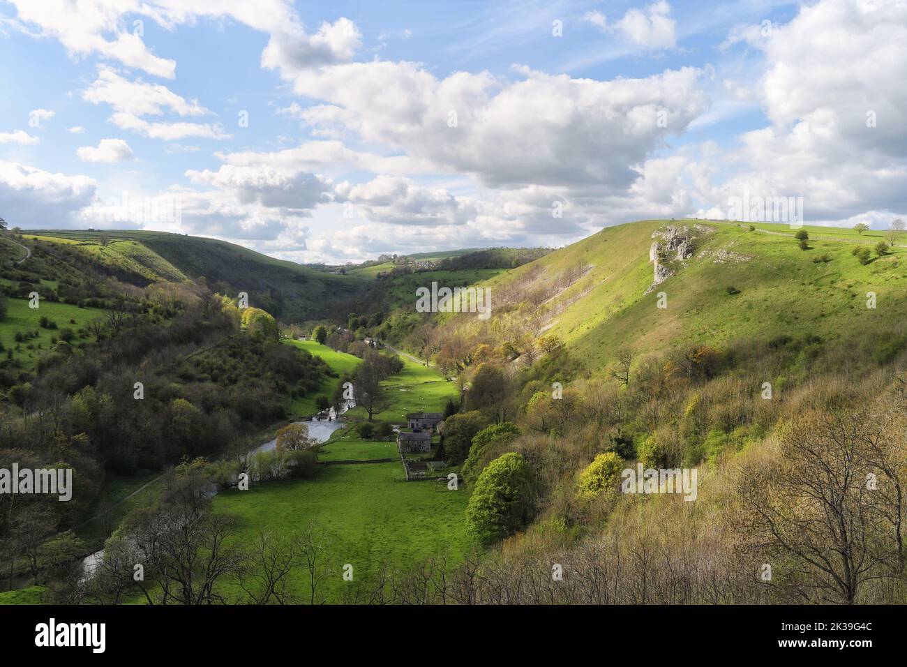 Scenic and picturesque Monsal Dale in the Peak District in Derbyshire, England UK. Rural British countryside Stock Photo