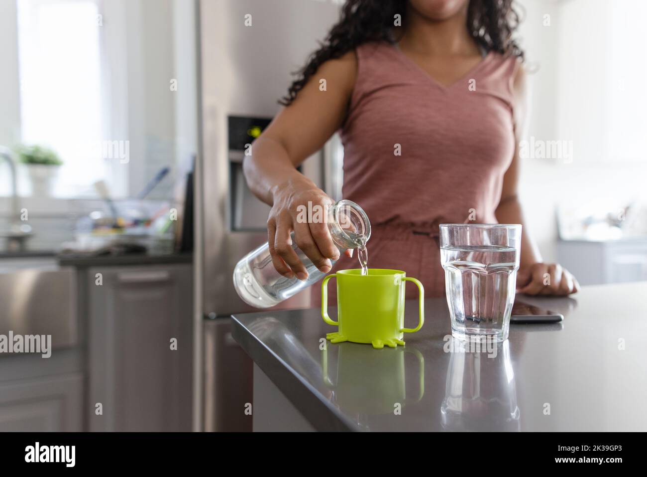 Pouring Hot Water Into Into Cup Stock Photo 1146657914