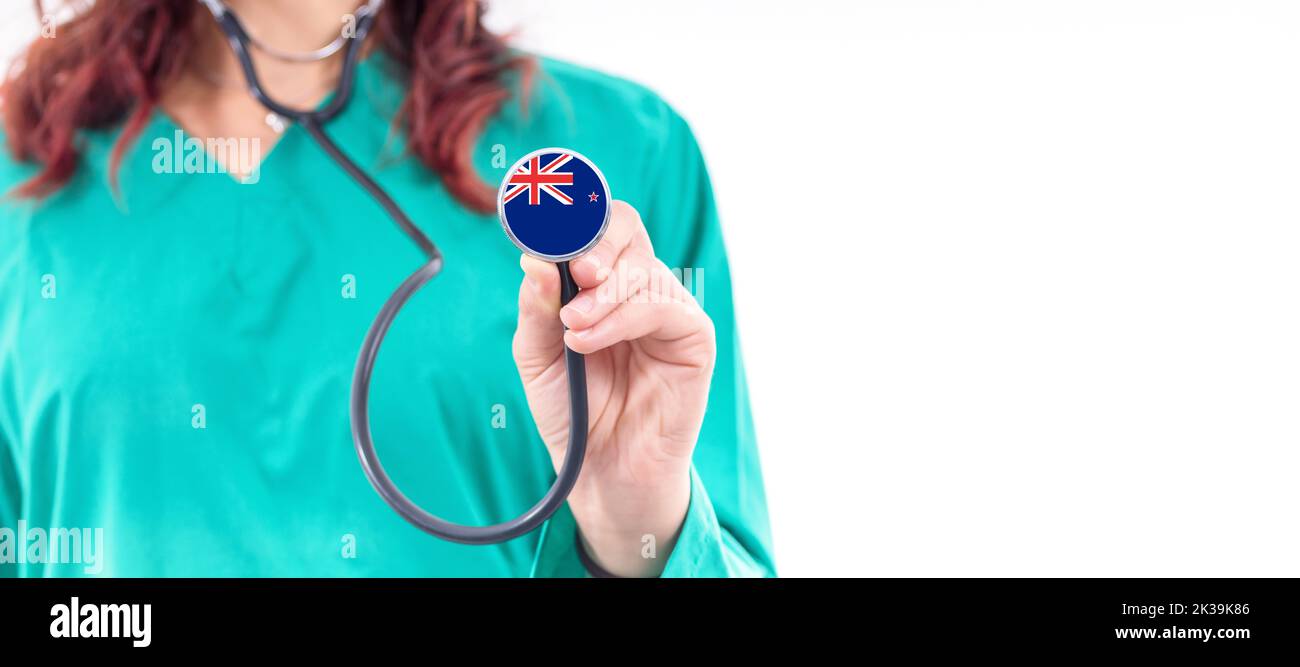 New Zealand national healthcare system female doctor with stethoscope